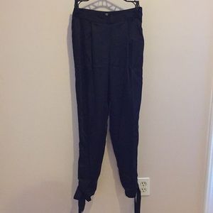 Black Silk Side Slit Joggers NWT